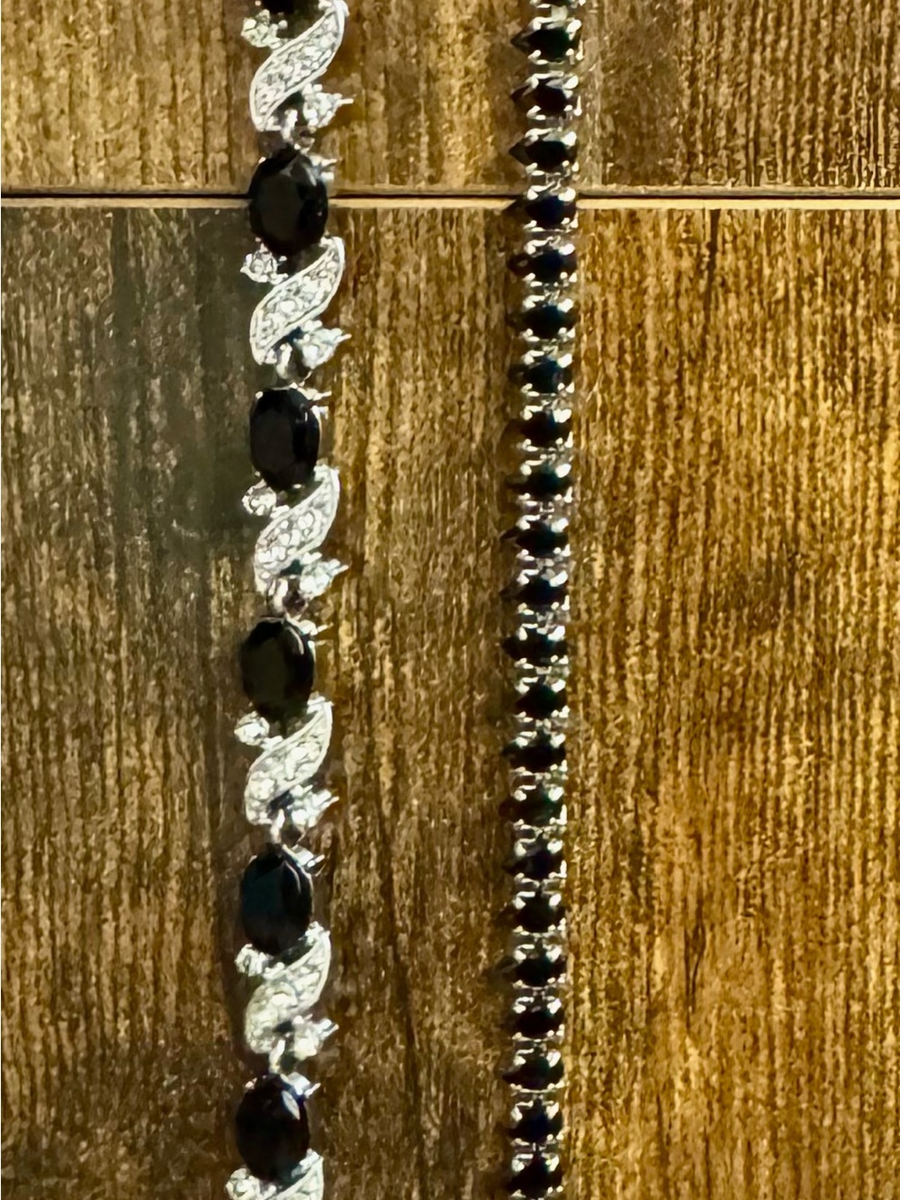 Silver Women's Tennis Bracelet with Black Stones